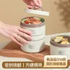 316 stainless steel double-layer insulated lunch box with a sealed lid, microwave oven-safe round lunch box insulated box details Picture